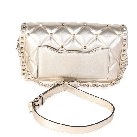 Valentino Metallic Gold Lambskin Rockstud Spike Convertible Bag - Picture 3 of 8